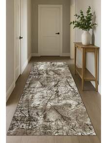 Alfombra con patrón geométrico - Suave, antideslizante y resistente a las manchas - Disponible en varios colores - Café integral - Ver 3