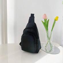 尼龙迷你运动胸包/手机袋 - 黑色 - 查看 7