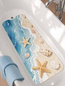 DAJIANG 1 pieza Alfombra de ducha para baño, Alfombra antideslizante para bañera con elementos oceánicos, Alfombra de bañera con agujeros de drenaje y ventosas, Alfombra de baño suave con masaje, Alfombra de ducha para el hogar, Accesorios y decoración para el baño