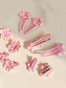10pcs Cute Pink Camellia Flower Side Clip, Elegant Girl Bangs Clip, Versatile Girly Floral Hair Clips, Suitable For Daily Use, Photography, Aesthetic Vibe, Claw Clips, Hair Claws, Hair Slide, Hair Barrettes, Alligator Hair Clip, Pink Accessories, Vacation Outfits Woman, Hair Accessories, Valentines Accessories, Head Accessories, Spring, Hairpin,Festival,Party - Multicolor - View 4