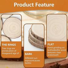 1/5pcs Natural Unfinished Wooden Slices, Wooden Discs For Display, Crafts, Painting, Tabletop Decor, Wood Carving, DIY Projects, Woodworking, Weddings, Christmas Crafts, Adult Crafts, Arts & Crafts, Coasters, Wooden Toys, Wooden Decorations - Multicolor - View 5