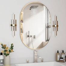 Oval Bathroom Mirror Capsule Wall Vanity Mirror 20x30 Pill Mirrors Wall Mounted Mirror Large Modern Mirror With Gold Metal Frame Decor For Entryway Bedroom Living Room - 20Lx30W - Xem 1