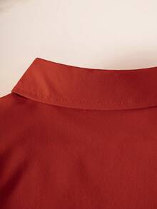 Klasyczna czerwona koszula z długim rękawem i kieszeniami dla chłopców, strój formalny odpowiedni na nieformalne spotkania, dla nosiciela obrączek i na różne oficjalne okazje - Czerwony - Zobacz 4