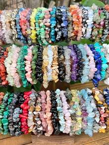 7/14/28 件/套天然石串珠可调节手链，不对称石手链适合男女，适合日常佩戴和完美的礼物 - 彩色 - 查看 7