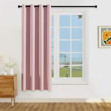 1 件/2 件可选轻质遮光窗帘，100% 遮光窗帘，带金属索环，客厅/卧室窗帘，粉色窗帘 - 粉色 - 查看 20