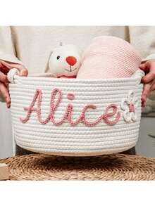 1pc Customized Letter Design Storage Basket, Suitable For Storing Children's Toys, Books, Plush Toys, Gift Baskets, Cosmetics, Newborns, Full Moon, Valentine's Day, Christmas Gifts, Letters, Multi-Functional, Lightweight, Large Capacity, Cute, Lovable, Compact, Holiday/Vacation Atmosphere, Cartoon, Solid Color, Customized, Personalized, Unique, Ideal Gift For Men, Women, Children, Friends, Family