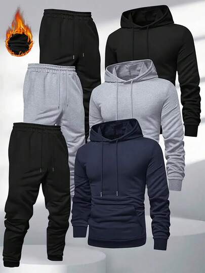 Conjunto de sudadera con capucha y pantalón de chándal con cordón en la cintura, ropa de otoño/invierno para hombre