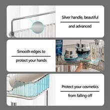 2-Tier Corner Bathroom Counter Organizer – Classic Storage Shelf For Makeup, Perfume & Toiletries, Space-Saving Countertop Tray Fits Bathroom, Dresser, Kitchen (Gray-Clear) - Xám-Trong - Xem 3