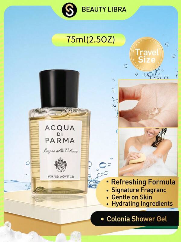 Acqua di Parma Gel doccia Colonia - Gel doccia rinfrescante, bagnoschiuma profumato, gel doccia idratante, bagnoschiuma da viaggio, mini gel doccia, 75 ml/2,5 oz