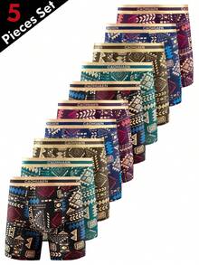10 chiếc/gói quần lót boxer dài cao cấp thời trang dành cho nam, thoáng khí và thoải mái - màu đen - Xem 1