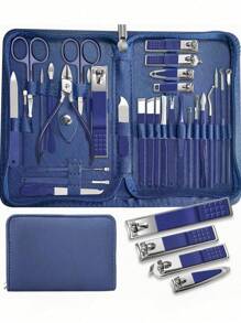 修甲套装 修脚套装 指甲钳套装 指甲钳套装 嵌甲套装 指甲剪 指甲修剪器套装 女士和男士护理美容工具 - 藍色 - 查看 1