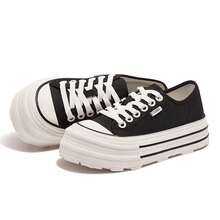 CAMEL CROWN Women's Casual Sneakers, Spring/Summer Thick-Sole Canvas Shoes, Classic Thick-Sole Casual Shoes - Black - View 5