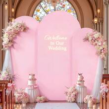 eluckya Wedding Arch Backdrop Set,  Arch Covers Backdrop, Suitable For Birthday Decorations, Party Supplies, Gender Reveal Party Supplies, Wedding Decorations, Bridal Event Decorations, Baby Shower Supplies, Wedding Supplies And Arch Backdrop Frame (Arch Frame Not Included). - 粉色 - 查看 2