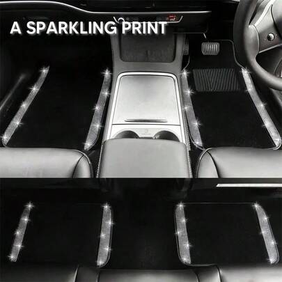 4件套2D印花汽车脚垫 - 亮面通用型，适用于轿车/SUV，吸水性强，防滑涤纶材质，可机洗，完美的汽车礼品