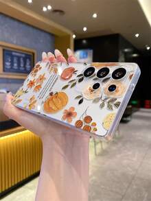 1 件南瓜和叶子字母图案手机壳，精确镂空相机保护，兼容三星、苹果、Nothing、Pixel、INFINIX、Redmi - 無色 - 查看 4