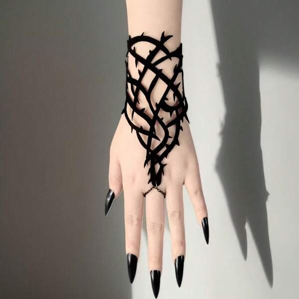 Brazalete de reina de espinas negras de estilo gótico, accesorio de disfraz para fiesta de Halloween para mujeres