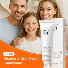 110g Pasta de dientes blanqueadora con bicarbonato de sodio y vitamina C - Refresca el aliento, elimina las manchas, blanquea los dientes, protege las encías, fórmula de limpieza profunda y pulido para una sonrisa talla grande brillante y saludable, apta para uso en el hogar y viajes