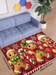 1 قطعة سجادة ذات نمط رجل الزنجبيل الكريسماسي مخصصة، مصنوعة من مواد فاخرة (مخمل بلوري خفيف الوزن وناعم)، مضادة للانزلاق وسهلة التنظيف والغسيل، مناسبة لديكور المطبخ وغرفة المعيشة والنوم، سجادة كبيرة لطاولة القهوة، سجادة ترفيهية، سجادة جانب السرير، ديكور المنزل، ديكور الغرفة، غرفة الأطفال، غرفة الألعاب، المدخل، متعددة الأنماط قابلة للغسيل في الغسالة، مقاسات متعددة