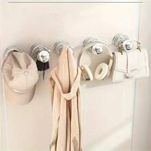 1 pezzo Maniglia per porta con ventosa trasparente - Senza foratura, impermeabile, per mobile da bagno, rimovibile in resina ABS - Stile minimalista, adatto per frigorifero, finestra, armadietto, porta doccia - Accessorio hardware durevole, accessorio da bagno