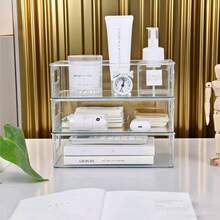 1 pieza Caja de almacenamiento de escritorio transparente, organizador de cajón, canasta de almacenamiento de artículos varios de acrílico para papelería y dormitorio