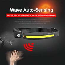 2x COB LED Headlamp Work Light Bar Headband Lamp USB Rechargeable Headlight - Black - View 2