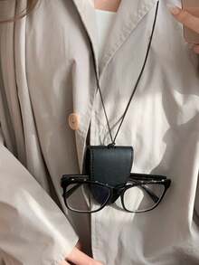 1pc Autumn/Winter Fashion Leather Coin Purse Earphone Holder Necklace, Versatile For Daily Commute And Outings