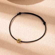 1pc Elegant Bohemian Style Adjustable Red Cord Bracelet With Four-Leaf Clover Pendant - Suitable For Casual Wear And Gift Giving - Red - View 8