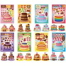 8/16pcs Sweet Dessert Cake Puzzle Stickers, Fruit Cake DIY Dress Up Sticker Decals, Holiday Party Gift Bag Filler Stickers, Birthday Gift Craft Sticker - Multicolor - View 4