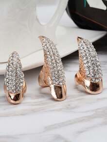 5 件套万圣节恶指、复古鹰爪戒指、水钻指甲装饰指环、性感戒指