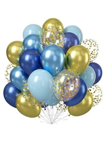 Navy Blue And Gold Balloons, Light Navy Blue Gold Party Balloons With Metallic Blue Gold Ribbons Helium Latex Balloons, Suitable For Gender Reveal Party, Bachelor/Bachelorette Party, Celebration Party, Birthday Party, Graduation Ceremony, Anniversary, Independence Day Party, Bridal Shower, Christmas, Valentine's Day, Mother's Day, Holiday Party, Ramadan