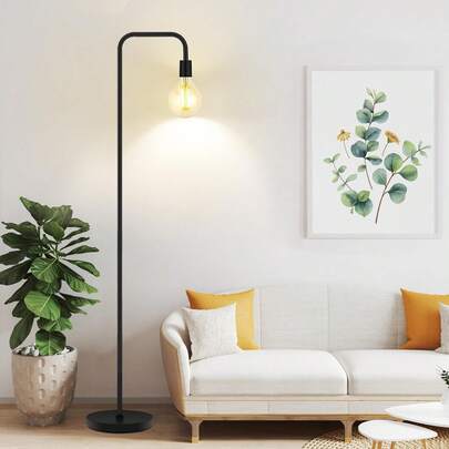 Lámpara de pie industrial para sala de estar, socket E26, 152cm, diseño minimalista para iluminación decorativa, para decoración del hogar, recámara, lectura, oficina (bombilla no incluida)