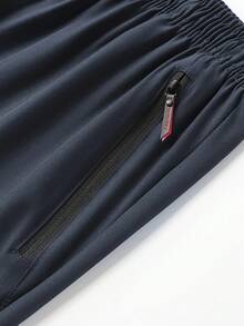 Plus Size Men's Lightweight Casual Pants - Breathable, Quick-Dry, Suitable For Sports & Fitness, Black Polyester, Machine Washable, Big Size