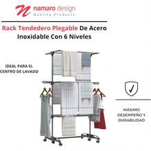 Tendedero Plegable de Acero Inoxidable con 6 Niveles |   Secador de Ropa Resistente y Compacto |   Diseño Plegable para Ahorro de Espacio |   Ideal para Interior y Exterior |   Fácil de Usar - 1 - Ver 3