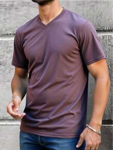 Impala Playera básica para hombre con cuello en V y ajuste moderno SLIM FIT TELA RIB | playera cuello V hombre  playera básica hombre  camiseta escote V  playera ajustada moderna  ropa casual hombre  playera ligera cómoda  playera urbana hombre  camiseta casual básica  playera estilo minimalista  outfit casual hombre - Rosado Sandía - Ver 1