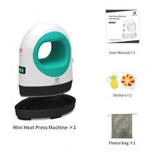 1pc Mini Portable Heat Transfer Press Machine, Home DIY Heat Press, Manual Heat Press, Heat Transfer Gadget, Comes With Storage Bag And 2 Sticker Sheets