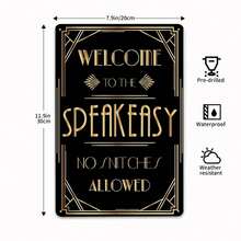 Welcome To The Speakeasy Tin Sign - No Snitches Allowed Vintage Retro Great Gatsby Art Deco Prohibition Era Wall Decor Metal Sign Gift - Nhiều màu - Xem 5