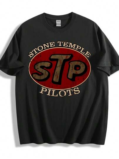 Casual T-Shirt For Men Featuring A Vintage Band Logo, Perfect For Everyday Use.