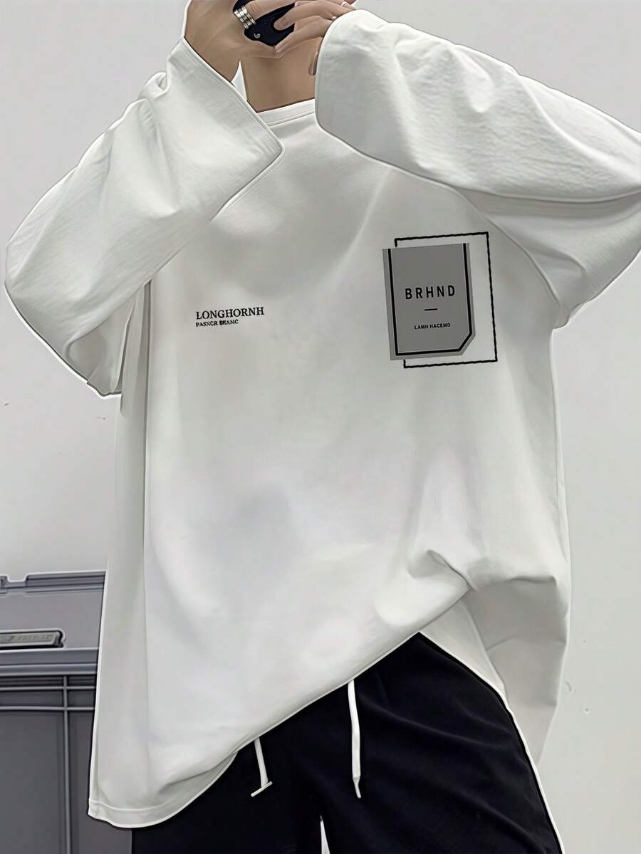 100% Cotton Unisex Long-Sleeved T-Shirt, 200g, Comfortable And Breathable For Fall Wear. Funny Anime Vest T-Shirt For Men. Fashionable Print For Outdoor Leisure And Exercise. Y2K Top And Black Undershirt. Easy To Coordinate With Any Style For Everyday Leisure. - trắng - Xem 1