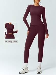 NcmRyu 1套女式弹力紧身舞蹈服健身瑜伽服适合户外运动