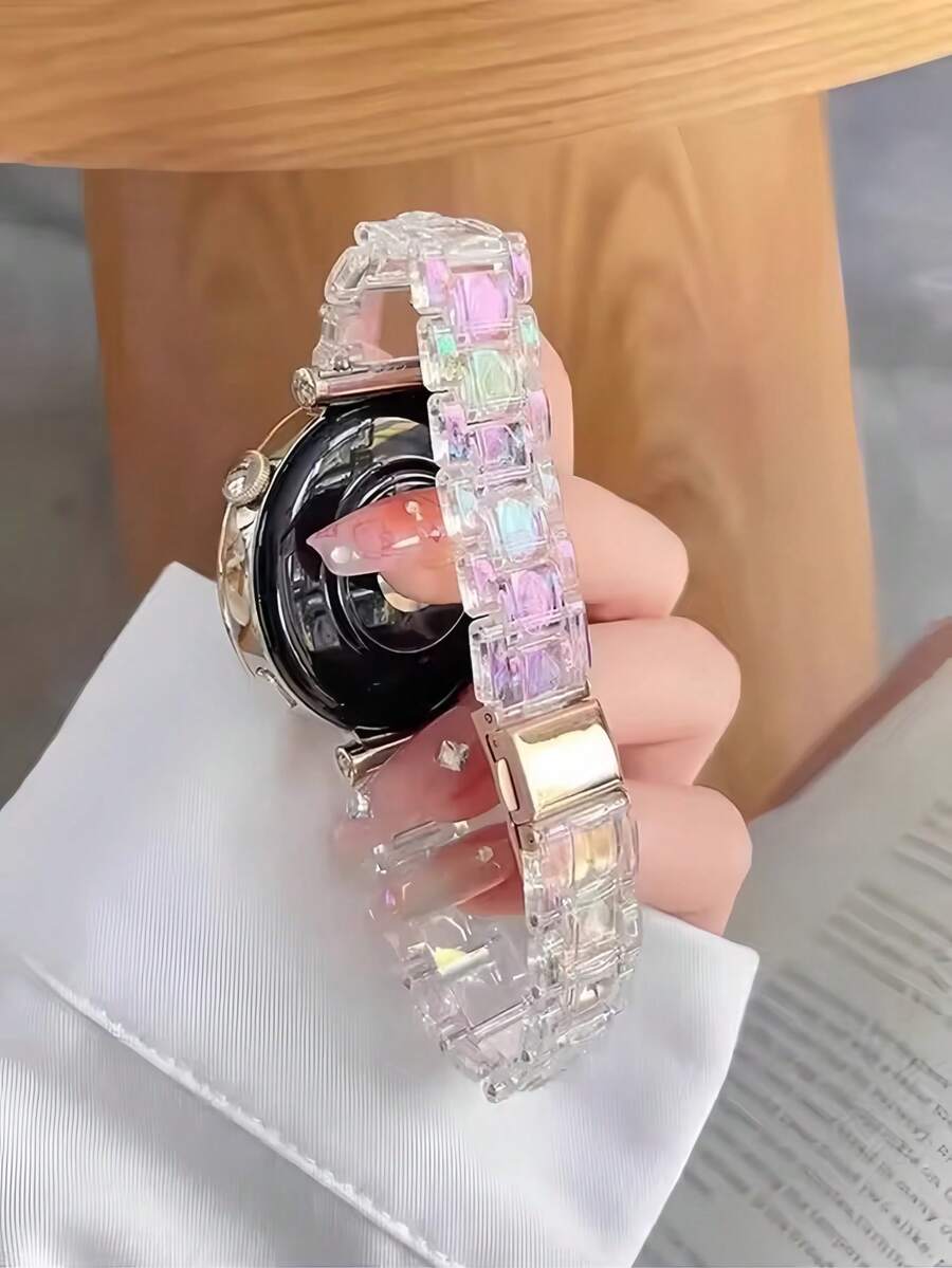 1 件女式 20 毫米时尚透明激光表带，兼容三星 Galaxy Active 2 40mm/44mm，女式透明彩虹表带独特亚克力彩色风格表带腕带适用于 Watch GT 2 42mm，兼容 Huami Amazfit GTS 2/2E/2 Mini，适用于 Gear Sport 智能表带手链配件，兼容 Galaxy Watch 7 40mm 44mm、Galaxy Watch 6/Classic、Galaxy Watch 5/Pro、Galaxy Watch 4/Classic