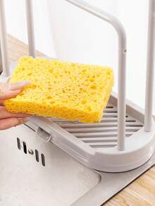 1pc Space-Saving Countertop Kitchen Organizer Rack, Kitchen Sink Organizer Tray With Drip Tray, Compact Sink Organizer Box With Quick Drainage Design, Easy Installation Without Drilling, Suitable For Storing Dishcloths, Sponges, Brushes, Soaps In Kitchen & Bathroom - Multicolor - View 3