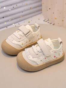 1 Pair Girls' Canvas Shoes, New Spring/Autumn Children Soft Bottom Sneakers, Toddler Casual Shoes - Beige - View 2