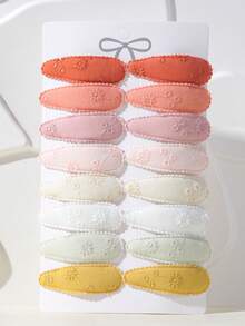 16pcs/Card Handmade Crochet Hair Clips, Baby Girl Gift, Children Hair Accessories - 彩色 - 查看 14