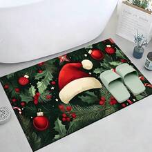 Paillasson thème noir et or de Noël avec design d'arbre de Noël et couronne de renne - résistant à la saleté, léger, convient pour la salle de bain, le salon, la chambre, la cuisine, le bureau - décoration de Noël