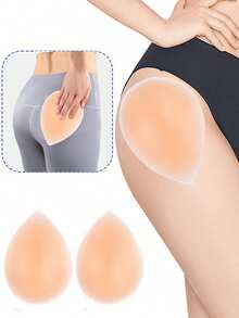 2 件女士性感隐形设计可重复使用臀部硅胶垫，用于物理增强臀部两侧并塑造身体，支撑臀部和臀部贴片以显示增大，适合各种体型的女士 - 彩色 - 查看 2