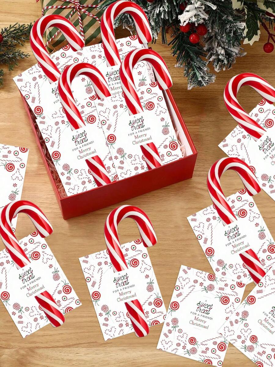 10/20/50 件圣诞糖果礼品包装手杖糖棒棒糖纸卡装饰卡插入，奇怪的东西，迷你的东西，可爱美观的东西，酷炫的小玩意，不寻常的物品，最适合圣诞节