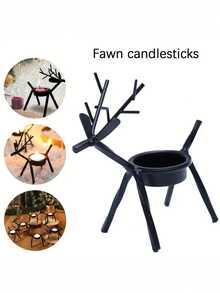 Christmas Reindeer Candle Holder, Iron Reindeer Candle Holder Stand, Christmas Party Dining Table Center Decor Reindeer Candle Holder, Christmas Party Tabletop Decor, Christmas Fireplace Mantel Reindeer Figurine Decor, Best Holiday Gift For Family And Friends, Christmas Room Decoration Home Decor