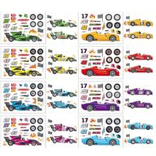 8/16pcs Race Car Puzzle Stickers, DIY Decal, Party Favor, Gift Wrap, Birthday Gift Sticker Book