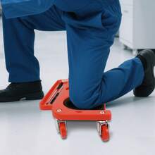 Rodillo para rodilleras con 5 ruedas, capacidad de carga de 100 kg, rodillera ergonómica, espuma antideslizante, trabajos de construcción de jardinería, alicatado, reparación de automóviles, almacenamiento de herramientas, rojo y negro