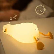 GLOOPRO Sleeping Duck Night Light, Silicone Touch Sensor USB Rechargeable Dimmable Lamp With Timer Function, Home Decor Desk Lamp For Bedroom, Office, Halloween, Thanksgiving, Christmas, Birthday Gifts